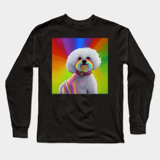 Bichon Frise Dog Rainbow Painting Long Sleeve T-Shirt